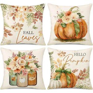 NIGHTWISH Fall Pillow Covers 18x18 Set‎ of 4 Thanksgiving Farmhouse Decorations